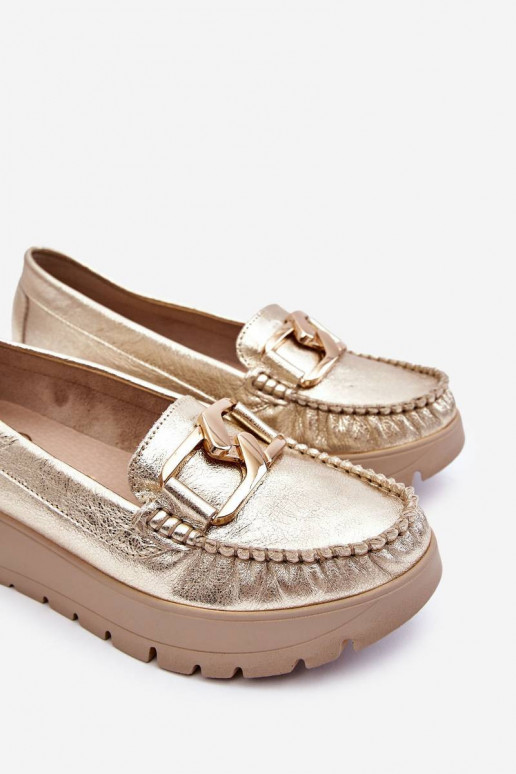 Leather Platform Loafers With...