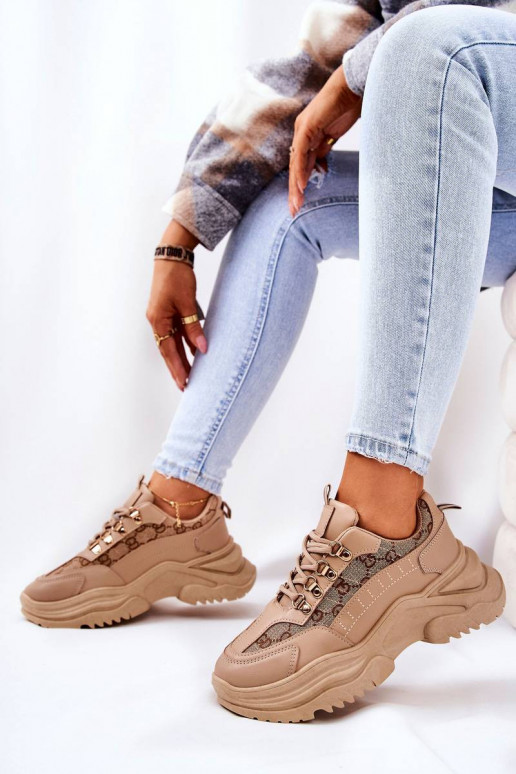 Sports Platform Shoes Beige Flynn