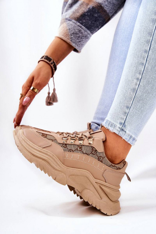 Sports Platform Shoes Beige Flynn