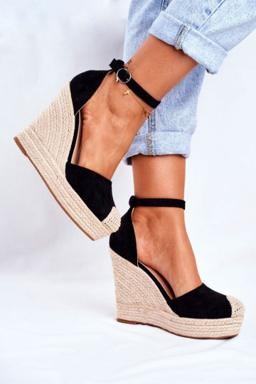 Braided Wedge Sandals Black...