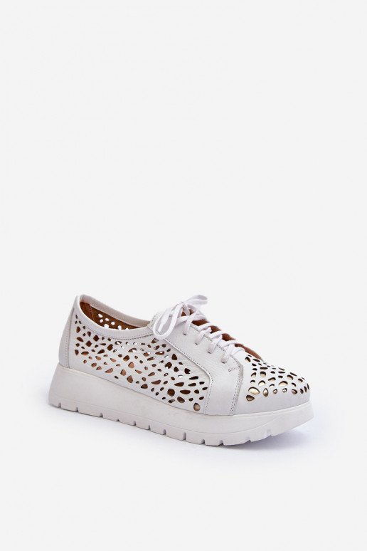 Women's Leather Openwork Shoes Zazoo...