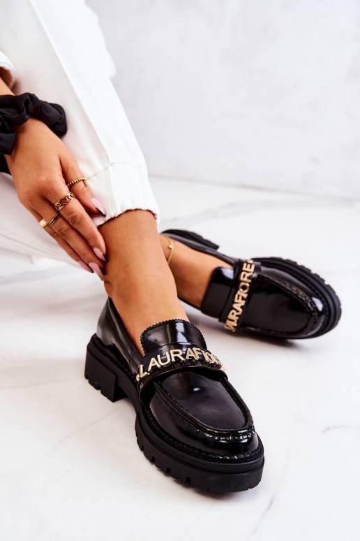 Laquered Loafers Letters La.Fi Black...