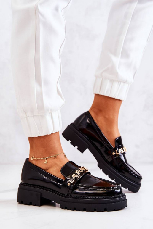 Laquered Loafers Letters La.Fi Black...
