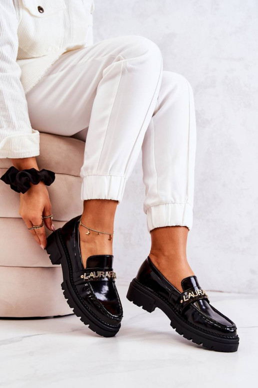 Laquered Loafers Letters La.Fi Black...
