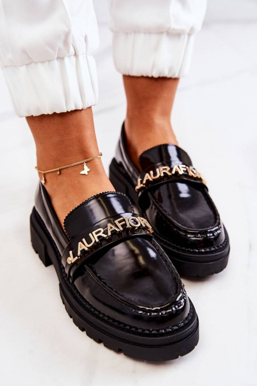 Laquered Loafers Letters La.Fi Black...
