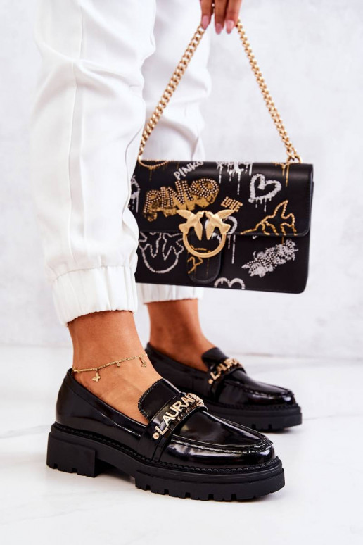 Laquered Loafers Letters La.Fi Black...