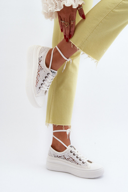 Women's Lace Sneakers Lee Cooper White