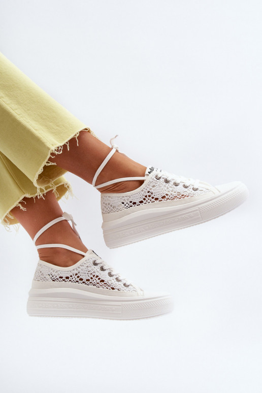Women's Lace Sneakers Lee Cooper White