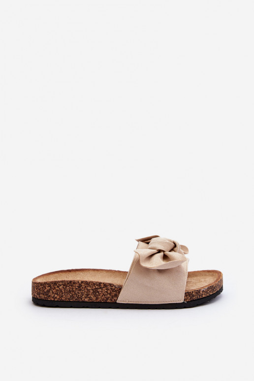 Women's Flip-Flops With a Bow Beige...