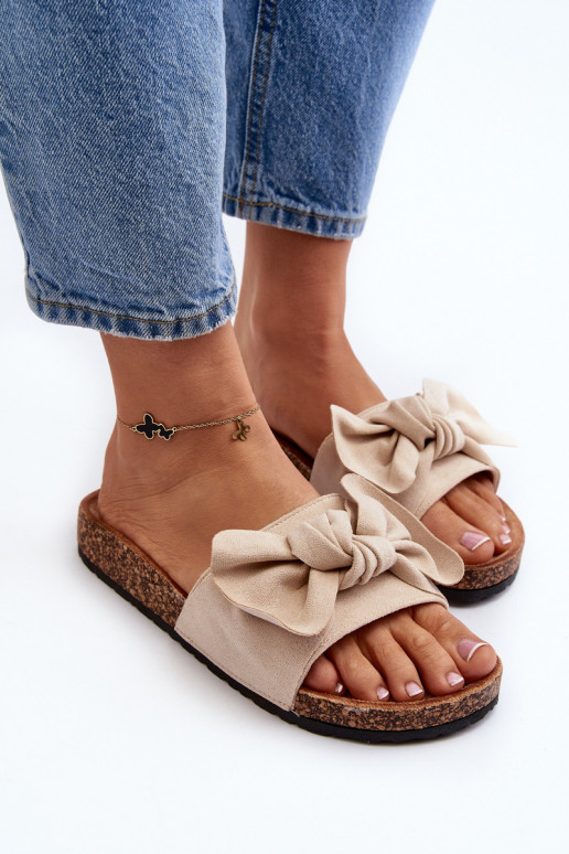Women's Flip-Flops With a Bow Beige...