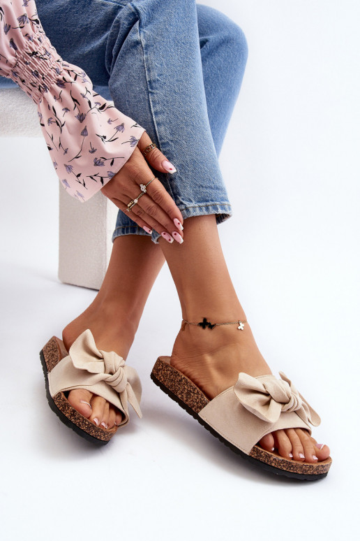 Women's Flip-Flops With a Bow Beige...