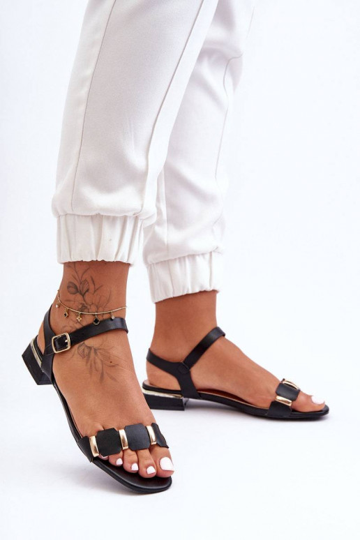 Women's Flat Sandals with Ornamental...