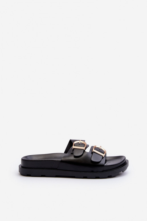 Women's Black Eco Leather Sandals...