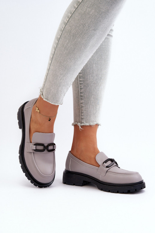 Women's Gray Genuine Leather...