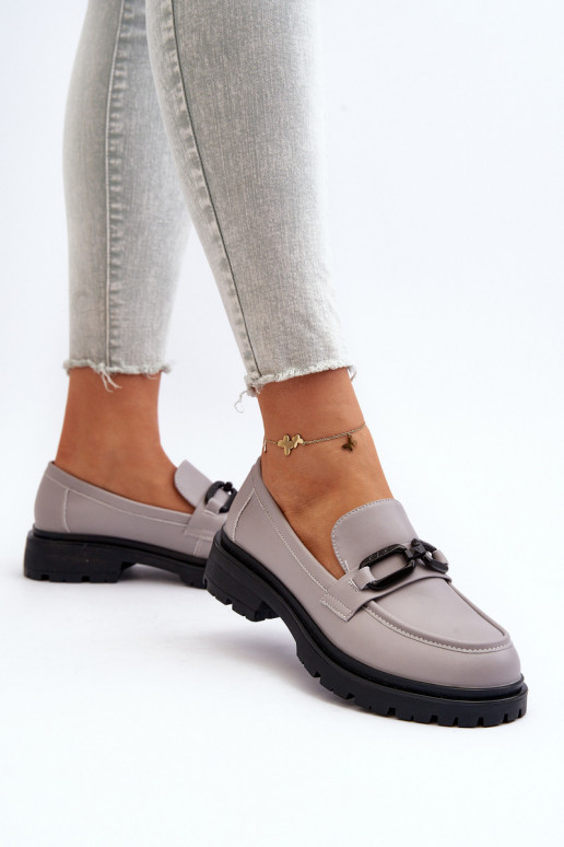 Women's Gray Genuine Leather...
