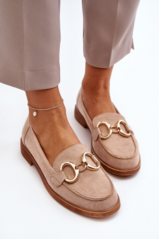 Women's Suede Moccasins with Beige...