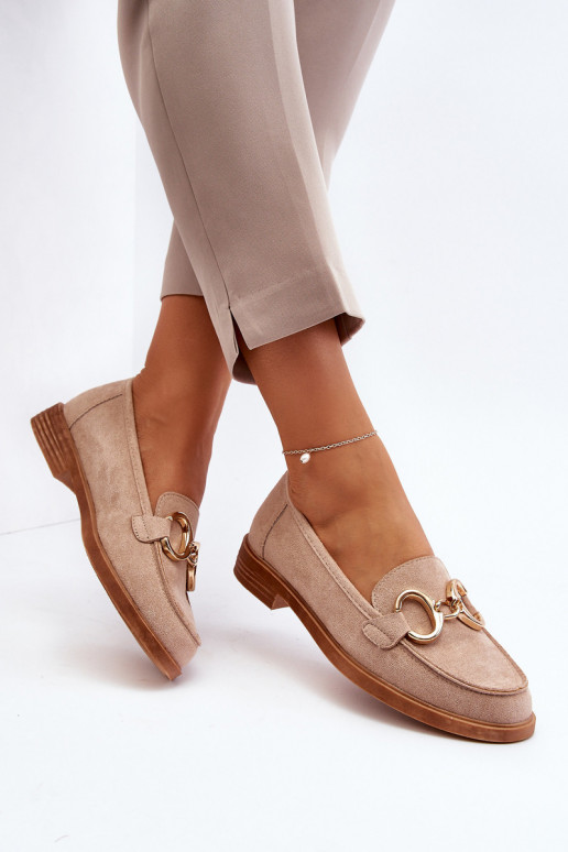 Women's Suede Moccasins with Beige...