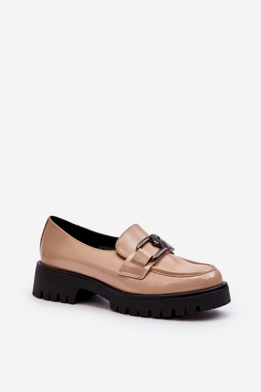 Beige Patent Women's Loafers Santtes