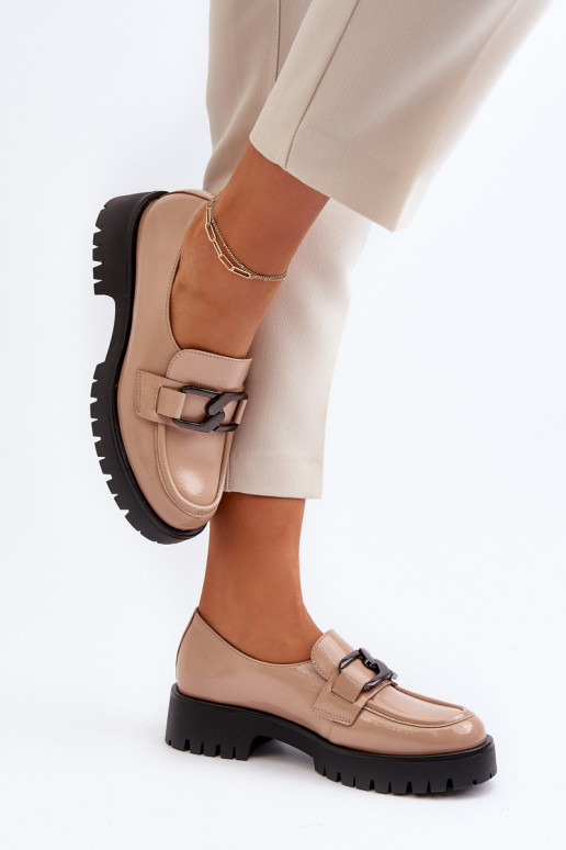 Beige Patent Women's Loafers Santtes