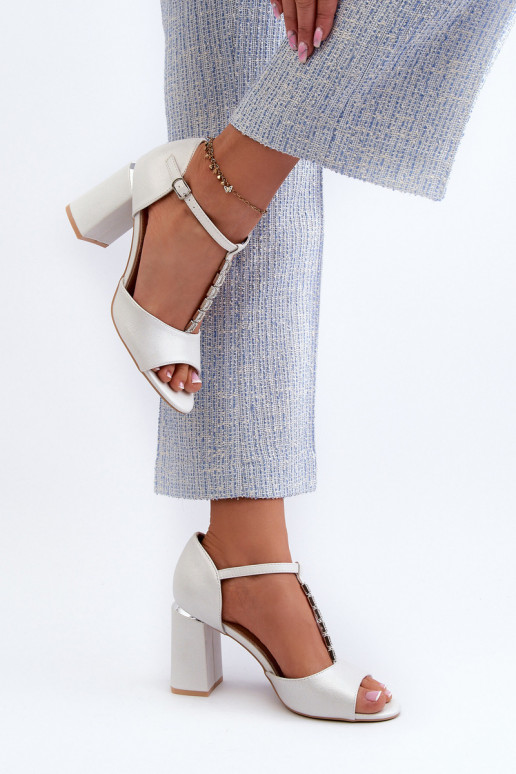Suede High Heel Sandals with Silver...