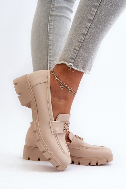 Elegant Women's Loafers with Gold...