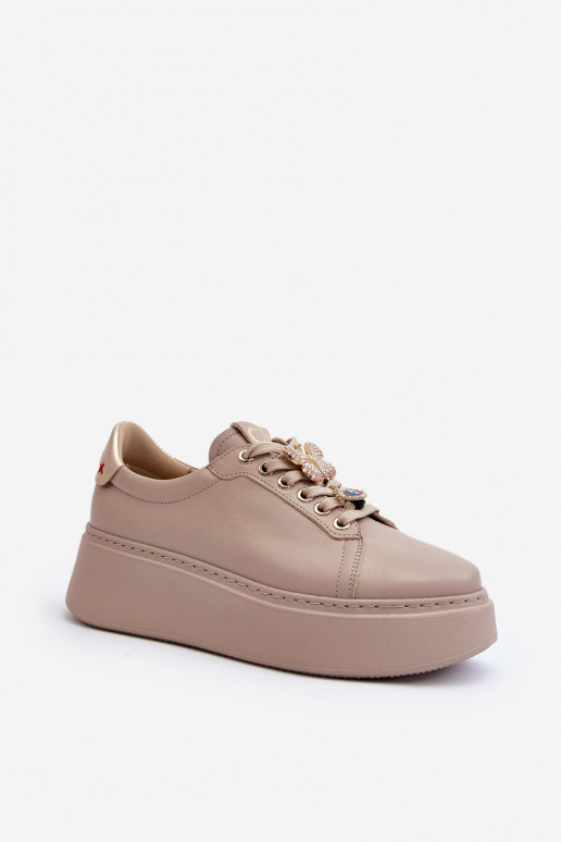 Women's Leather Sneakers With...