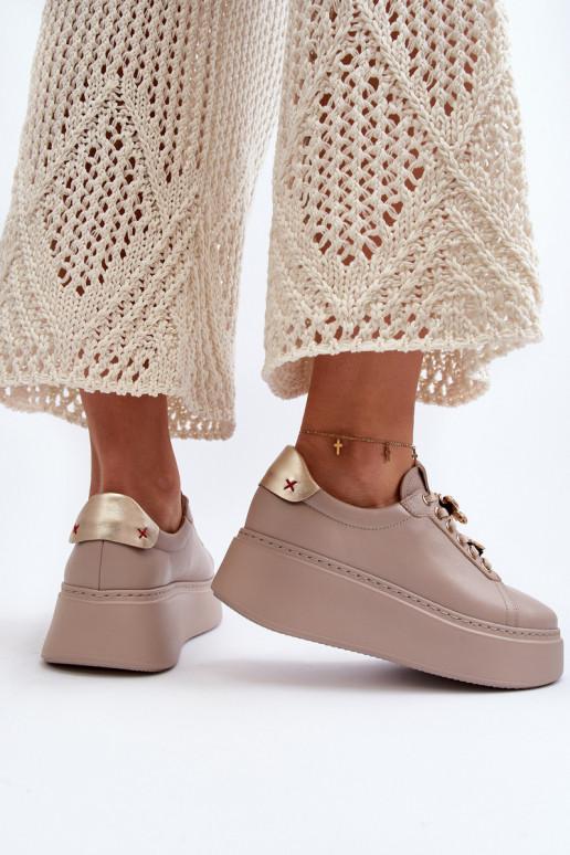 Women's Leather Sneakers With...