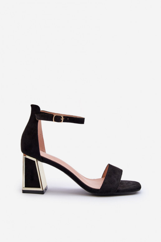 Black suede sandals with a heel Pholia