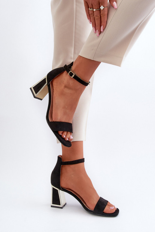 Black suede sandals with a heel Pholia