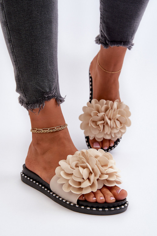 Women's Beige Flower Embellished...