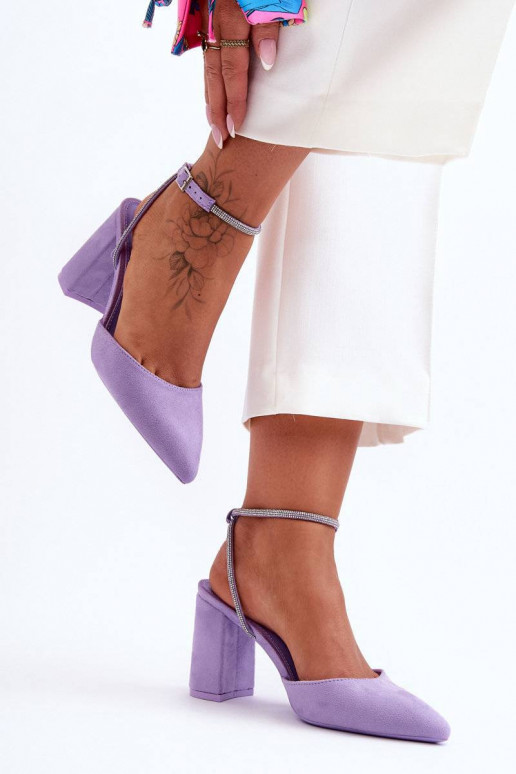 Women's Suede Pumps with Ornamental...