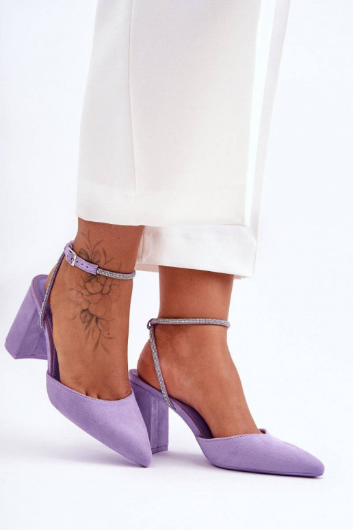 Women's Suede Pumps with Ornamental...