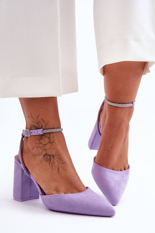 Women's Suede Pumps with Ornamental...