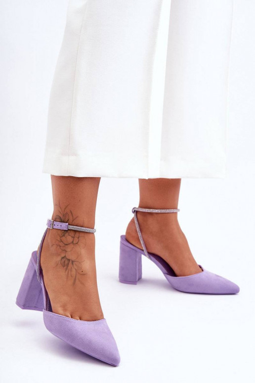 Women's Suede Pumps with Ornamental...
