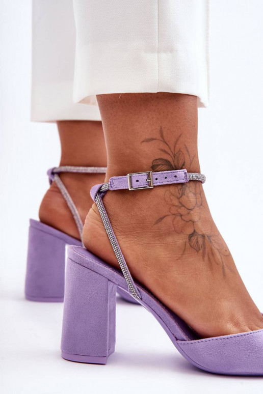 Women's Suede Pumps with Ornamental...