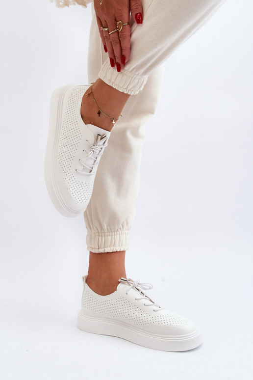 White Women's Cutout Sneakers Unassemia
