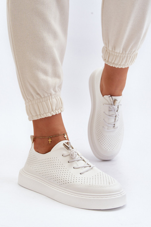 White Women's Cutout Sneakers Unassemia