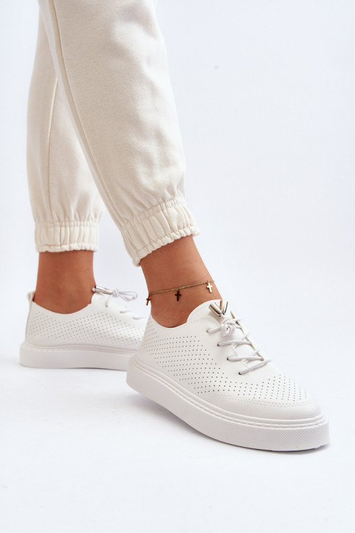 White Women's Cutout Sneakers Unassemia