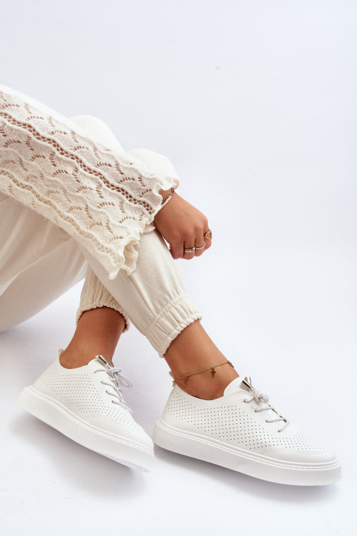 White Women's Cutout Sneakers Unassemia