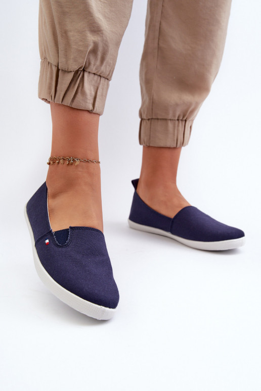 Women's Navy Slip-On Canvas Sneakers...