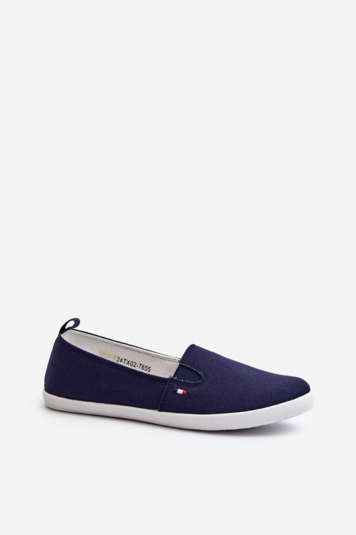 Women's Navy Slip-On Canvas Sneakers...