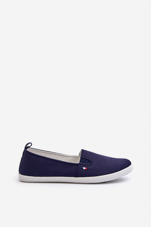 Women's Navy Slip-On Canvas Sneakers...