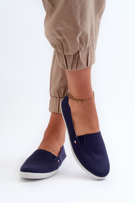 Women's Navy Slip-On Canvas Sneakers...