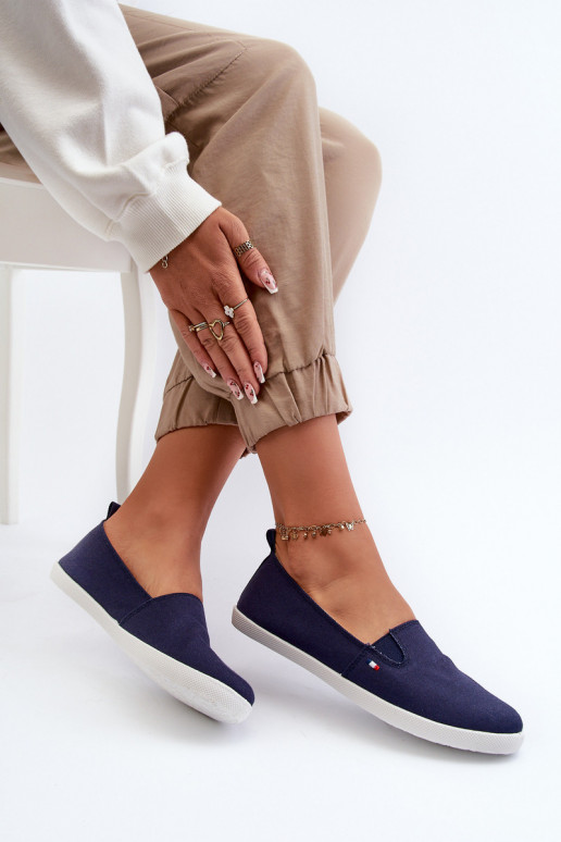 Women's Navy Slip-On Canvas Sneakers...