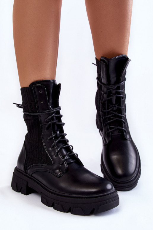 Women's Boots Lace-up Workers Black...
