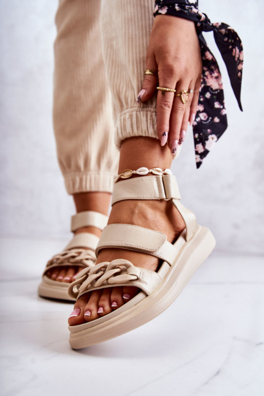 Leather Sandals With Chain La.Fi...