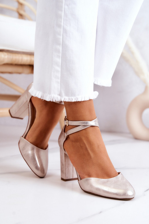 Pumps leather on a bar Sergio Leone Gold