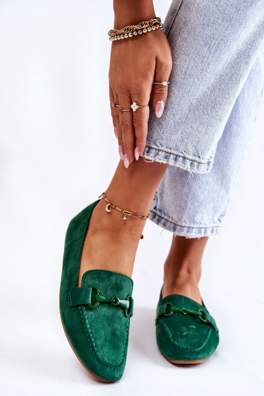 Suede loafers with decoration Green...