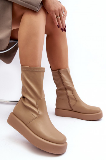 Boots with a platform beige... 2