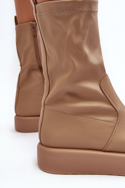 Boots with a platform beige color Algedi